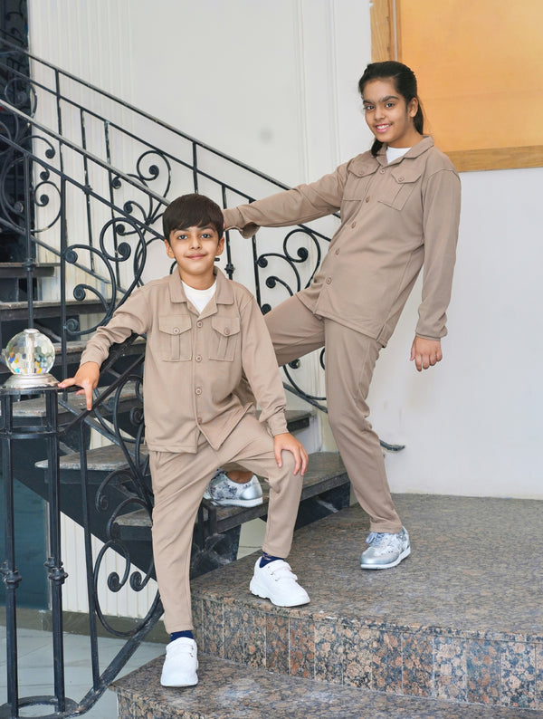 KIDS SAFARI CO-ORD SET BEIGE (KS-370002)