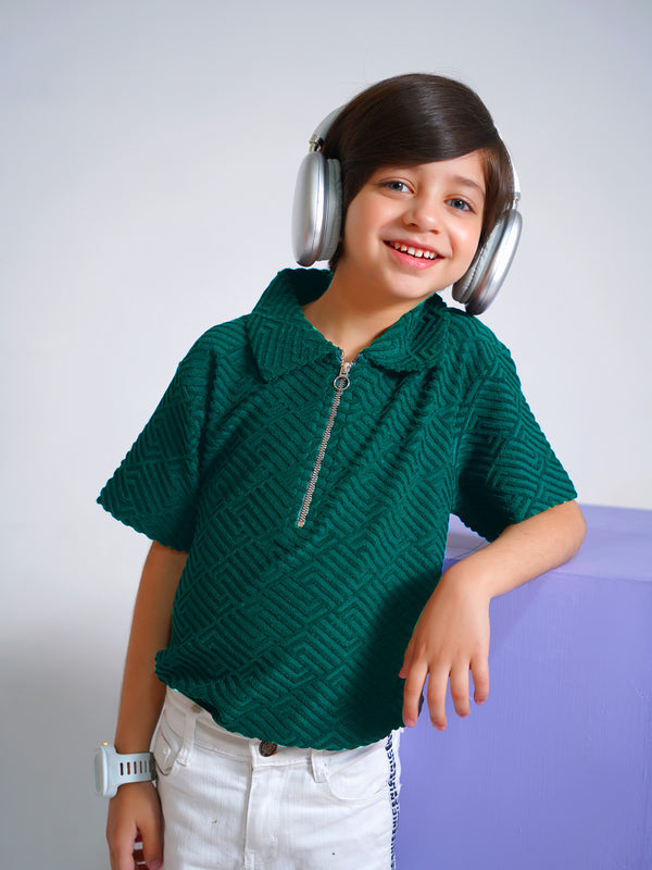HAWKS TEXTURED GREEN POLO (KS-00776)