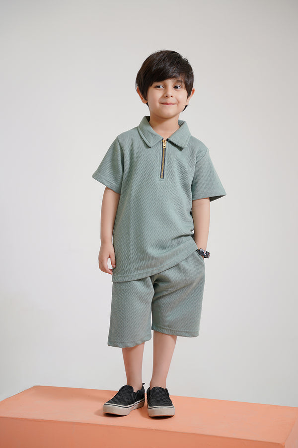 HAWKS TEXTURED HALF ZIP SHORTS Tracksuit(FS-18943)