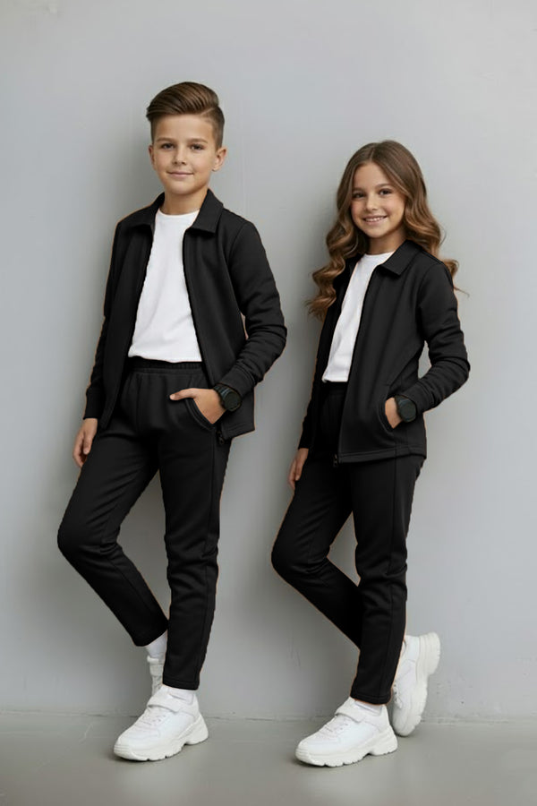 KIDS ZIPPER CO-ORD SET BLACK (KS-370005)