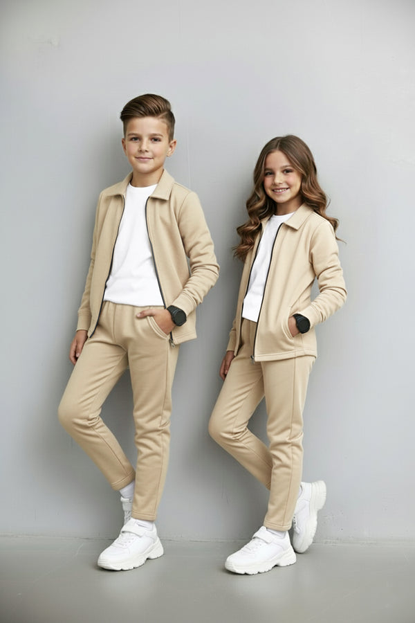 KIDS ZIPPER CO-ORD SET OFF-WHITE (KS-370006)