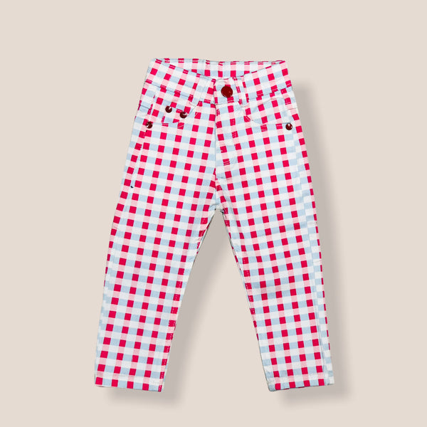 Chn-One soft cotton stretchable adjustable check pent (CP-9484)